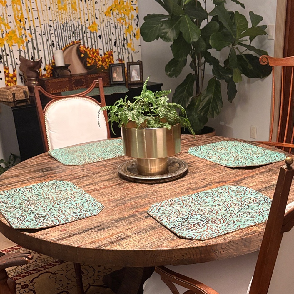 6 Genuine Leather Hand Tooled Placemats